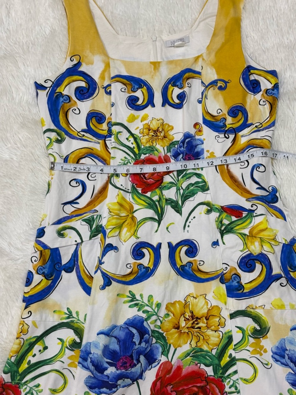 White Floral Midi Skirt with Multicolor Bloom - Picture 10 of 13